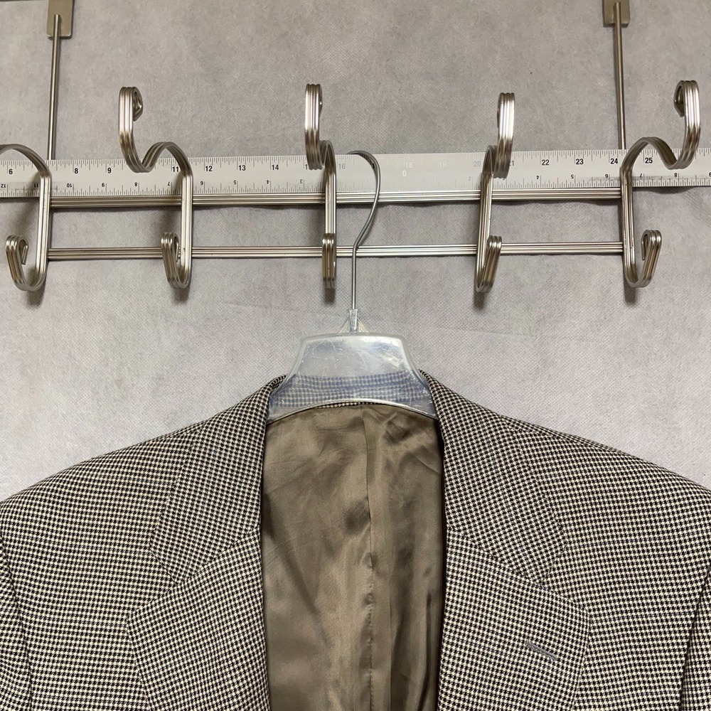 Ermenegildo Zegna Blazer Men 38R Beige Black Houndstooth Flannel Sport Coat Luxe
